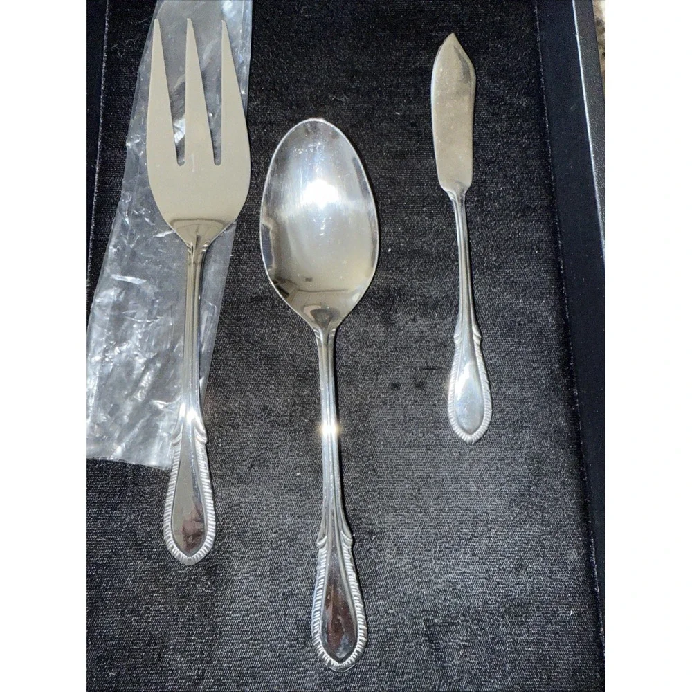 Farberware Stainless Breeze 3 Piece ServingSpoon Meat Knife Butter‎ Knife 5233